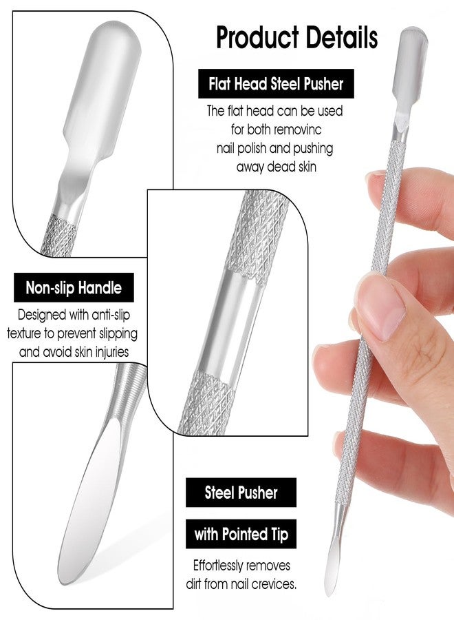 APLZGMG 5 Pcs Dual-Sided Cuticle Pusher Set, Professional Stainless Steel Nail Care Tools for Manicure & Pedicure, Cuticle Pusher Tool for Salon & Home Manicure, Professional Cuticles Pushers - Image 4